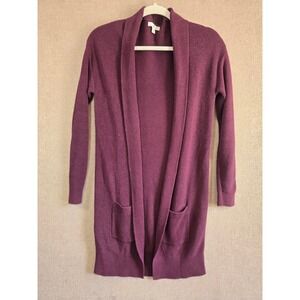 BP Nordstrom Womens XXS Burgundy Plum Open Front Longline Ribbed Cardigan Sweate